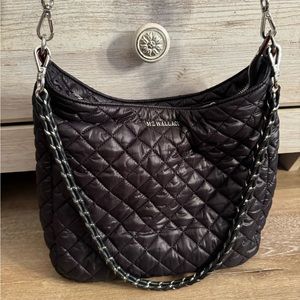 MZ Wallace Black Crossbody Double Zip with Chain